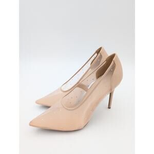 Wild Diva Lounge Rhinestone Mesh Heel Pumps Women's Sand Size US7.5 EU38